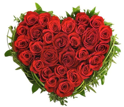 Cœur de roses rouges