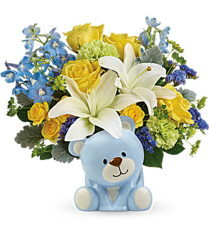 Bouquet ourson d’amour bleu